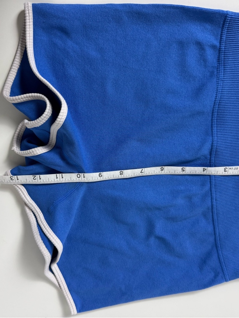 Blue Ribbed Crop Tank Shorts Set Y2K Sporty Athleisure S - Picture 9 of 12